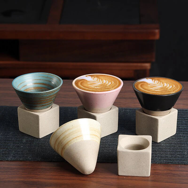 Japanese Style Retro Ceramic Coffee Cup - Handcrafted Pottery Tea Mug for Home and Office Use