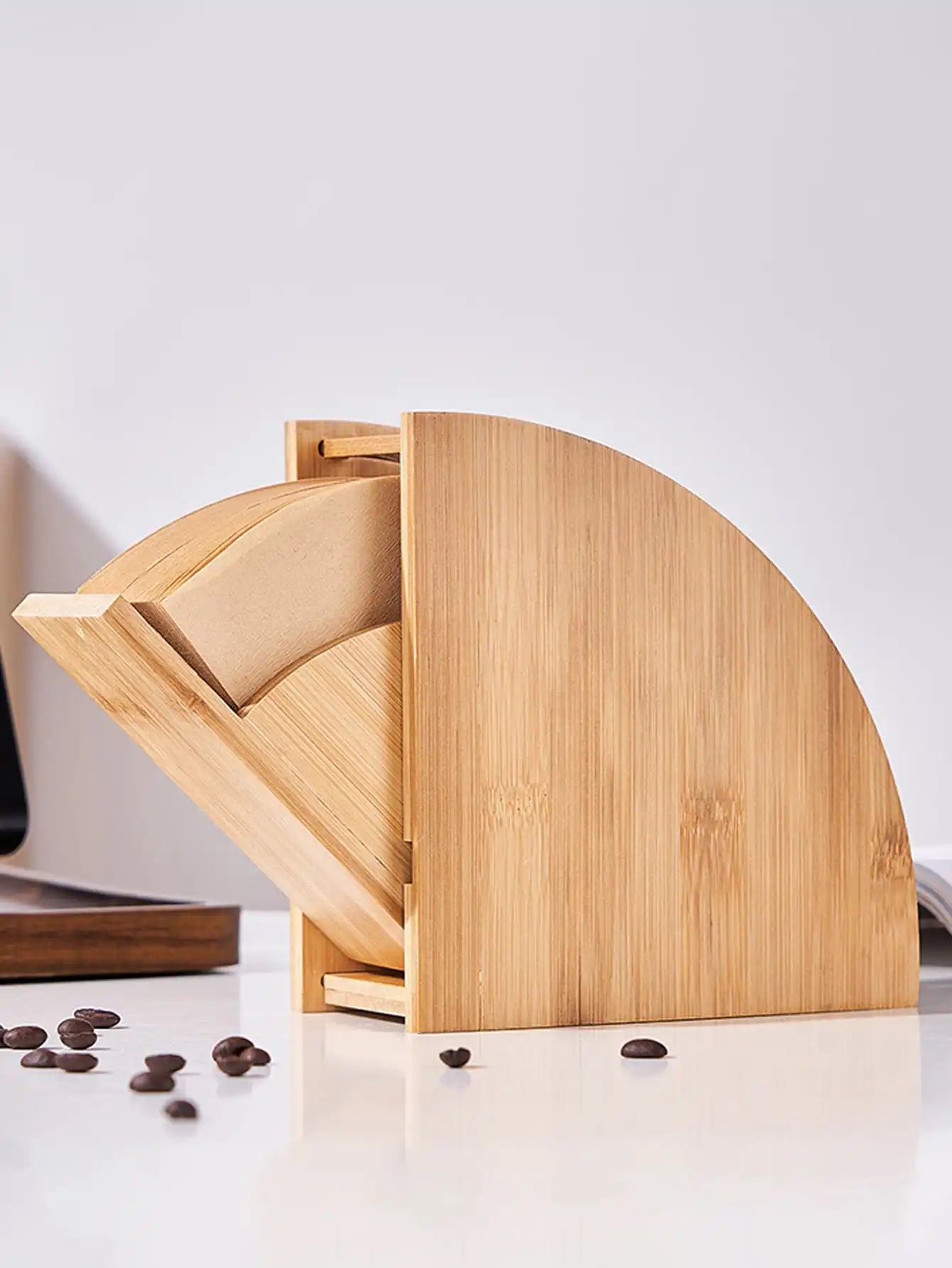 Bamboo Coffee Filter Holder, Coffee Paper Storage Rack, Renewable Stand ,Coffee Filter Paper Container Stand