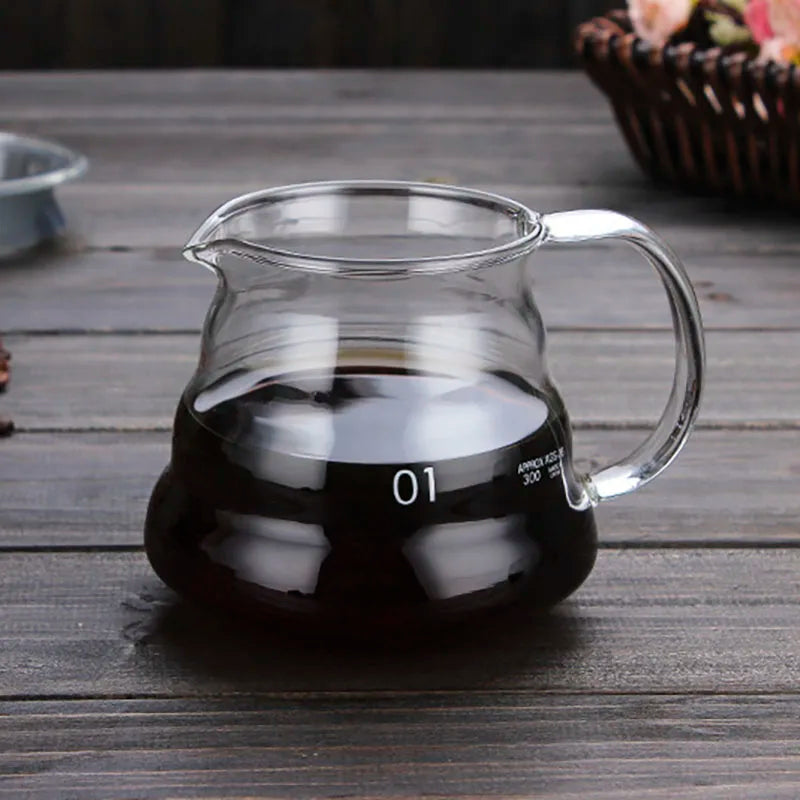 Coffee Carafe - Clear Glass Kettle for Pour Over and Espresso, Available in 350ml and 600ml with Lids