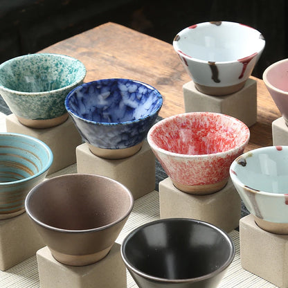 Japanese Style Retro Ceramic Coffee Cup - Handcrafted Pottery Tea Mug for Home and Office Use