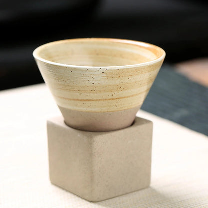 Japanese Style Retro Ceramic Coffee Cup - Handcrafted Pottery Tea Mug for Home and Office Use