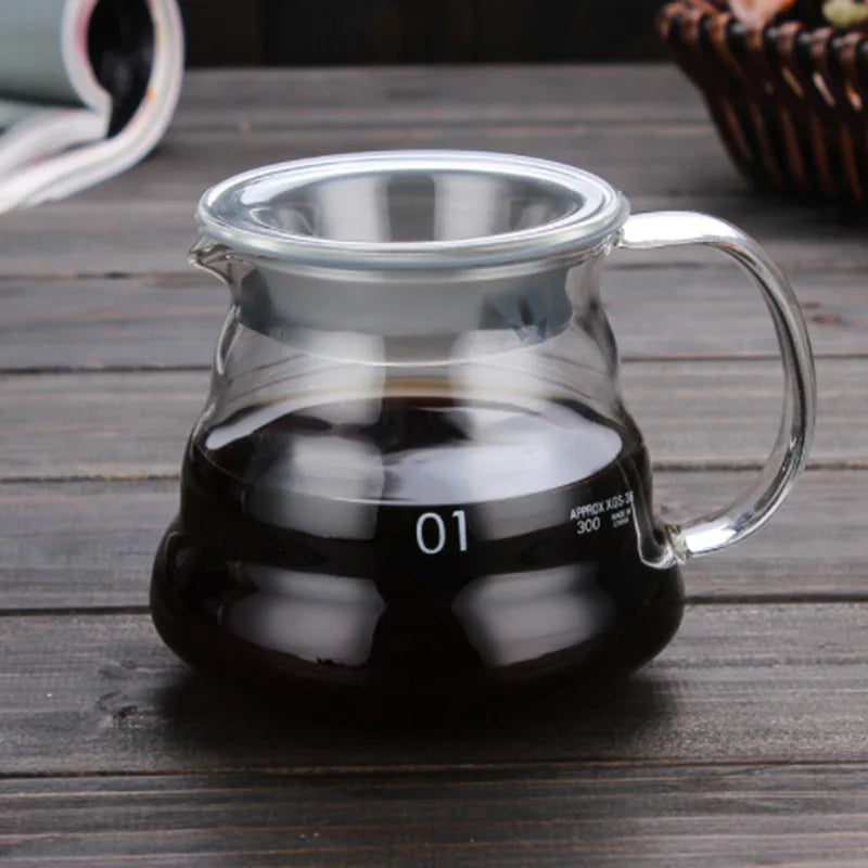 Coffee Carafe - Clear Glass Kettle for Pour Over and Espresso, Available in 350ml and 600ml with Lids