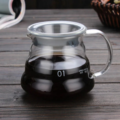 Coffee Carafe - Clear Glass Kettle for Pour Over and Espresso, Available in 350ml and 600ml with Lids