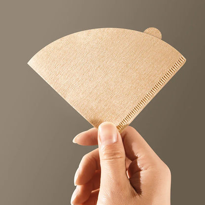 100Pcs/Pack of Hand-Brewed Coffee Filter Paper Cone-Shaped Wood Pulp V60 Coffee Drip Coffee Filter Paper 1-2/2-4 Servings