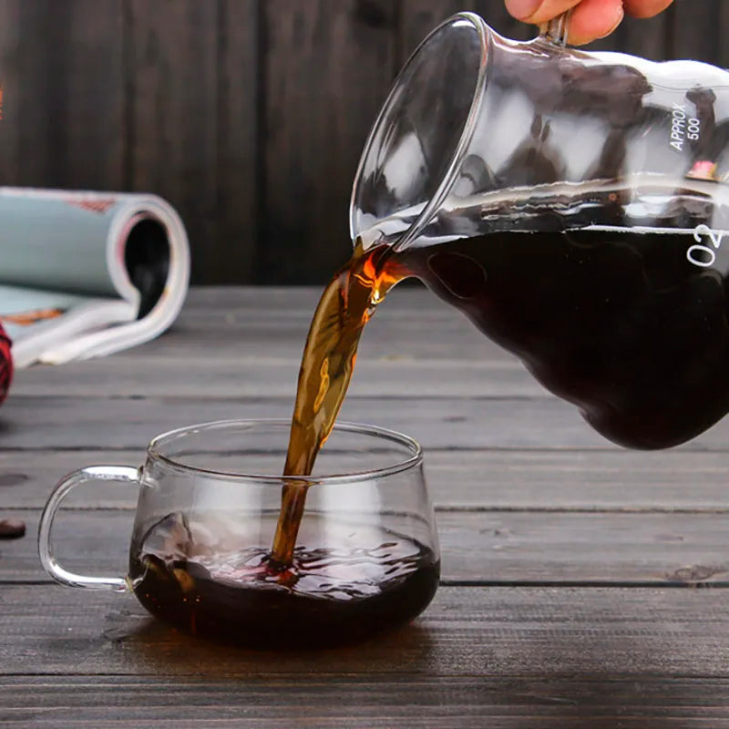 Coffee Carafe - Clear Glass Kettle for Pour Over and Espresso, Available in 350ml and 600ml with Lids