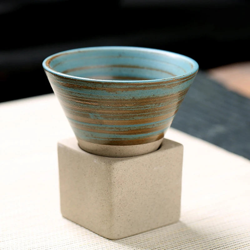 Japanese Style Retro Ceramic Coffee Cup - Handcrafted Pottery Tea Mug for Home and Office Use