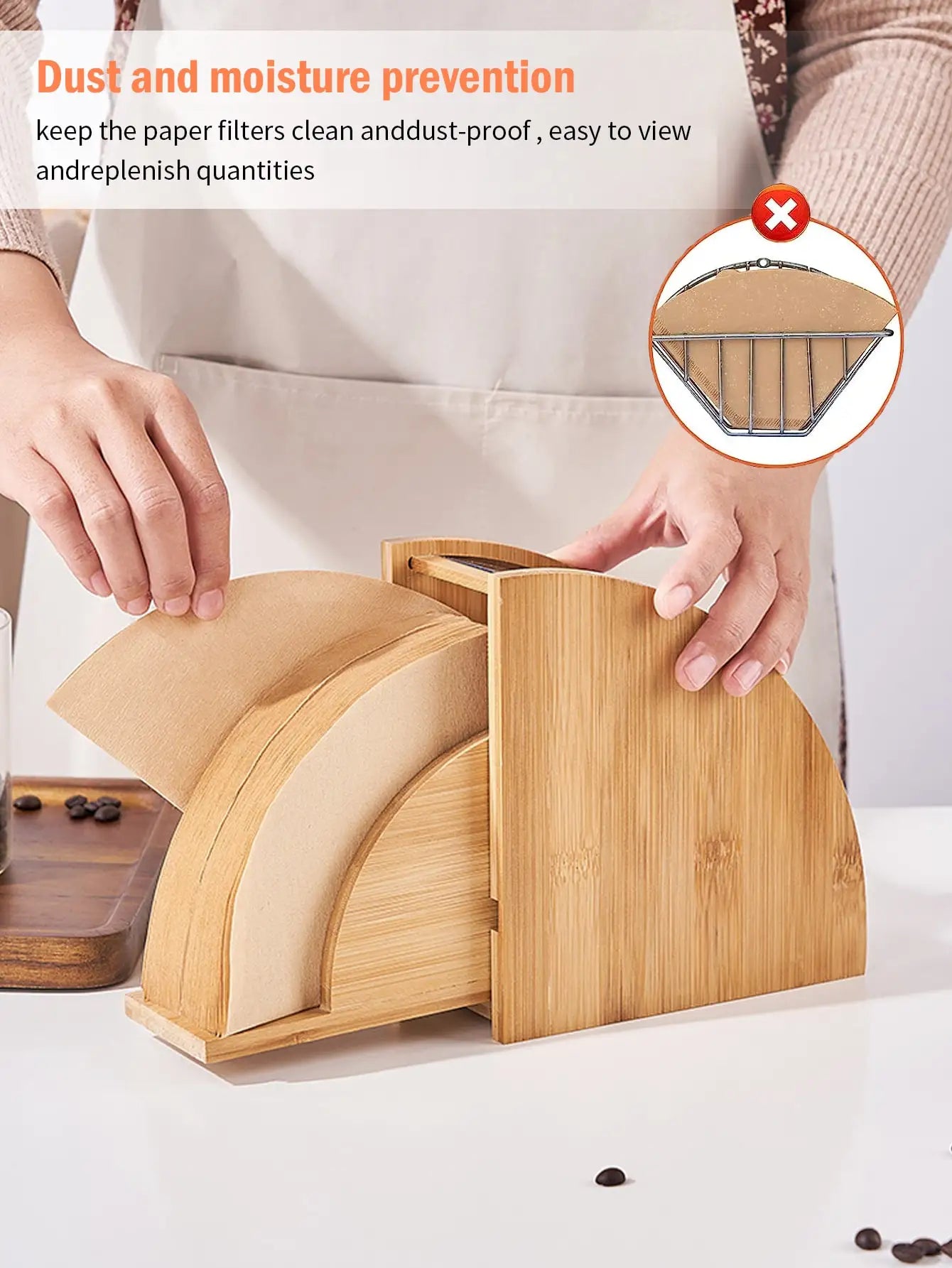 Bamboo Coffee Filter Holder, Coffee Paper Storage Rack, Renewable Stand ,Coffee Filter Paper Container Stand