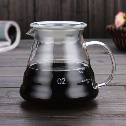 Coffee Carafe - Clear Glass Kettle for Pour Over and Espresso, Available in 350ml and 600ml with Lids