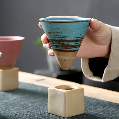 Japanese Style Retro Ceramic Coffee Cup - Handcrafted Pottery Tea Mug for Home and Office Use