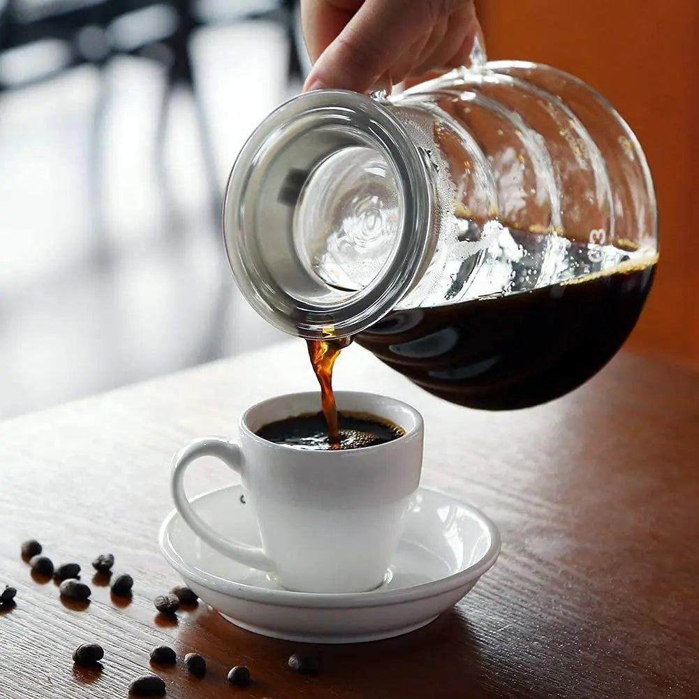 Coffee Carafe - Clear Glass Kettle for Pour Over and Espresso, Available in 350ml and 600ml with Lids