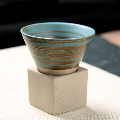 Japanese Style Retro Ceramic Coffee Cup - Handcrafted Pottery Tea Mug for Home and Office Use